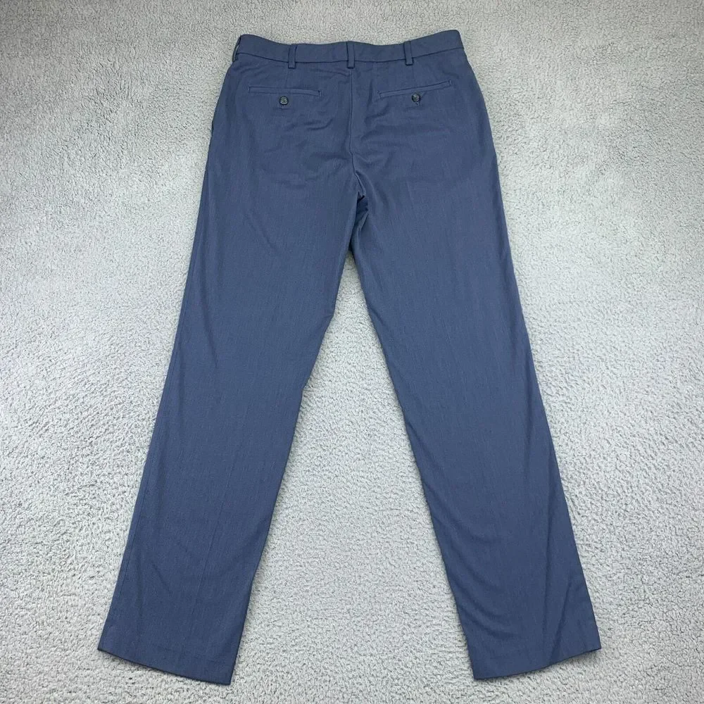 Van Heusen Pants Mens 34 Blue Straight Leg‎ Mid-Rise Dress Slacks Stretch